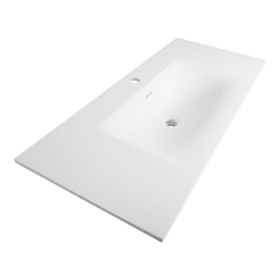 BRAUER Glacier wastafel 100x46x2cm - 1 wasbak - 1 kraangat- fine stone - mat wit SHOWROOMMODEL