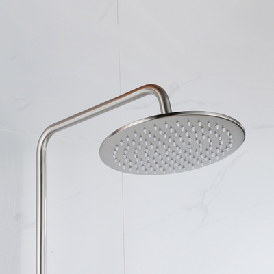 Fortifura Calvi Regendoucheset - thermostatisch - 25cm - hoofddouche - gladde slang - staaf handdouche - PVD - geborsteld RVS
