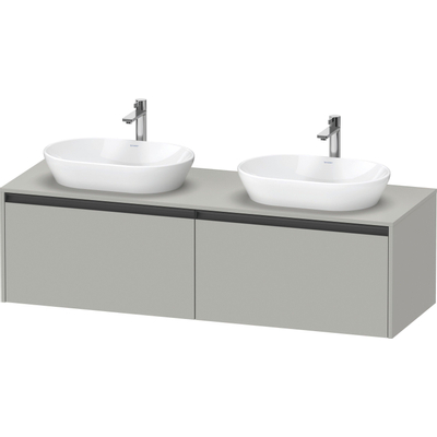 Duravit Ketho.2 Wastafelonderbouwkast - inclusief consoleplaat - met 2 laden - voor dubbele waskommen - 160x55x45.9cm - met handgrepen antraciet - betongrijs mat