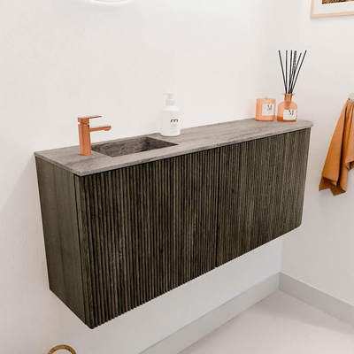 Mondiaz JOYA-DLUX 101.6cm toiletmeubel - ronding rechts kleur Shadow - Wastafel FAYE positie Links 1 kraangat kleur Oza.