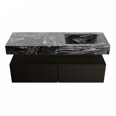 MONDIAZ ALAN - DLUX Badkamermeubelset - 130cm - onderkast - Urban - 2 lades - vrijhangende wastafel - wasbak rechts - 1 kraangat - Lava