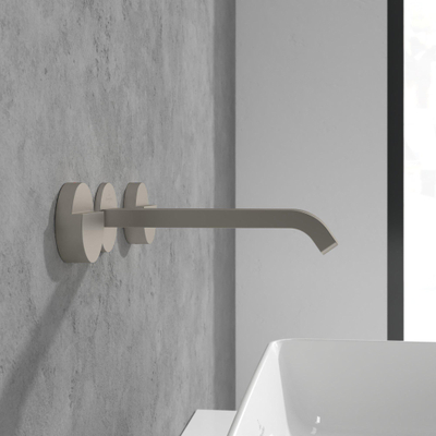 Villeroy & Boch Dawn wastafeluitloop set - zonder pop up afvoergarnituur - Brushed Nickel (rvs)