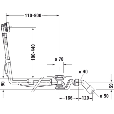 Duravit vidage de baignoire et combinaison trop-plein avec bonde chromée