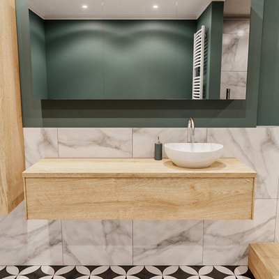 Mondiaz LUSH Meuble salle de bains avec 1 tiroir lavabo BARCO 150x30x45cm Droite 1 trou de robinet Washed oak