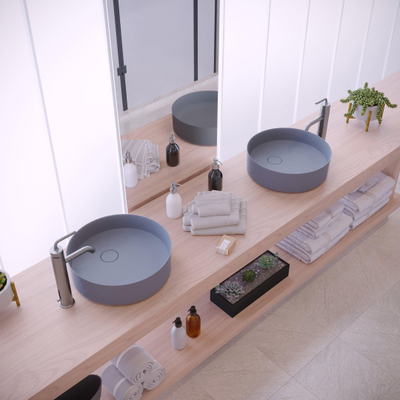 Ideavit SolidFloat Vasque à poser 40x12cm rond Solid Surface Gris foncé mat