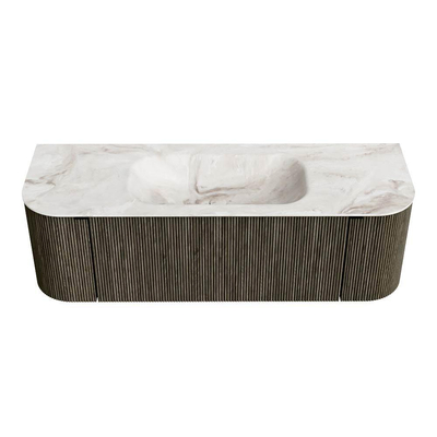 Mondiaz KURVE-DLUX Badkamermeubelset - 140x46x40cm - 1 lade - 2 deuren - wastafel solid surface - midden - 1 kraangat - Shadow