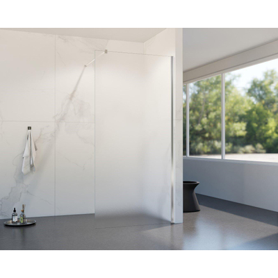 Fortifura Galeria inloopdouche - 120x200cm - mat glas - wandarm - chroom