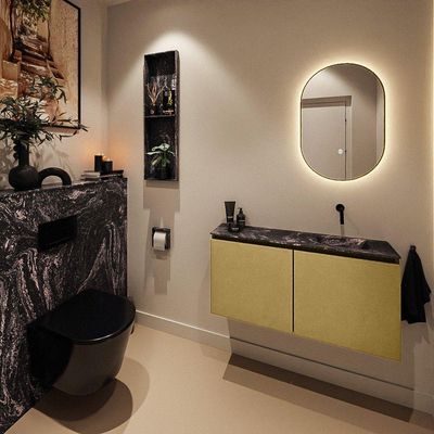 MONDIAZ TURE-DLUX meuble WC 100 cm Oro. EDEN lavabo Lava position droite. Sans trou de robinet.
