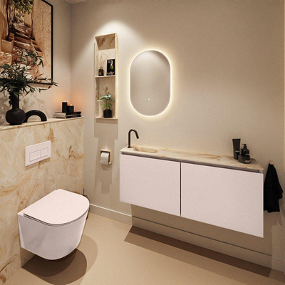 MONDIAZ TURE-DLUX 120cm toiletmeubel Rosee. EDEN wastafel Frappe positie links. Met 1 kraangat.
