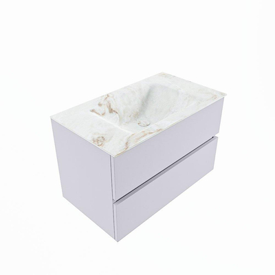 MONDIAZ VICA-DLUX Ensemble meuble de salle de bains - 80cm - meuble bas cale - 2 tiroirs - lavabo encastré cloud central - 1 trou de robinet - version haute 60cm - frape