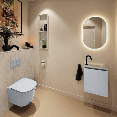 MONDIAZ TURE-DLUX Meuble toilette - 40cm - Clay - EDEN - vasque Opalo - position droite - 1 trou de robinet