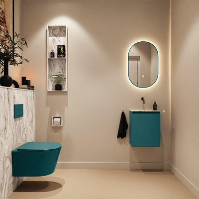 MONDIAZ TURE-DLUX Meuble toilette - 40cm - Smag - EDEN - vasque Glace - position centrale - sans trou de robinet