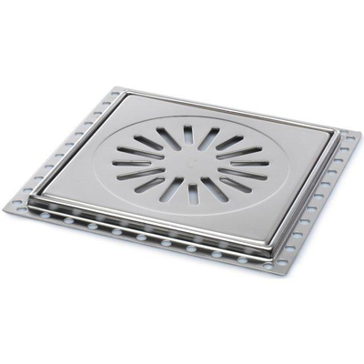 Aquaberg Siphon de rénovation avec grille en inox 20x20cm hauteur d'installation 9mm
