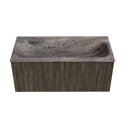 MONDIAZ KURVE-DLUX 100cm badmeubel kleur Shadow met 1 lade en 0 deuren. Wastafel BIG MEDIUM Midden 1 kraangat Oza.