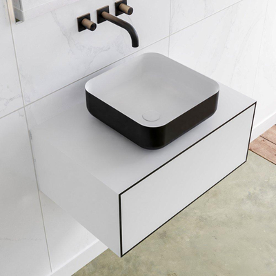 Mondiaz Lagom Meuble salle de bains 70x30.9x45cm Solid Surface Urban 1 tiroir avec lavabo BINX vasque à poser Centre sans trous de robinet