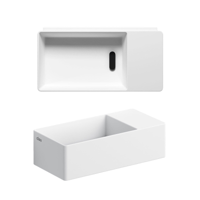 Clou New Flush 3 lave-mains 35x18cm trou de robinet pré-percé aluite Blanc mat