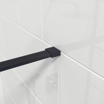 Saniclass Bellini Inloopdouche - 100x200cm - lines frame buitenzijde - antikalk - mat zwart SHOWROOMMODEL
