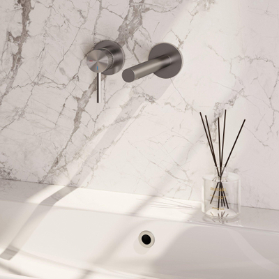 BRAUER Stripe Mitigeur lavabo encastré - bec droit et rosaces - modèle A2 - couleur inox brossé PVD