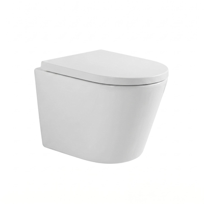 QeramiQ Dely Pack WC suspendu - 36.3x51.7cm - à fond creux - sans bride - abattant 35mm - blanc brillant