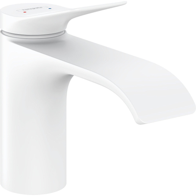 Hansgrohe VIVENIS 1 greeps wastafelkraan - 80 met trekwaste - mat wit