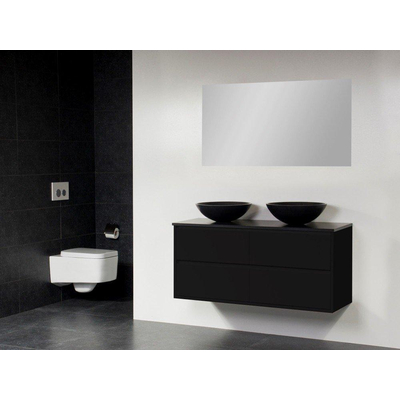 BRAUER New Future Corestone13 Meuble salle de bain avec vasque à poser noir 120cm avec miroir Blanc