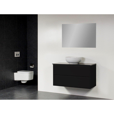 Saniclass New Future XXS Kos Meuble salle de bain avec vasque à poser blanc 100cm avec miroir noir