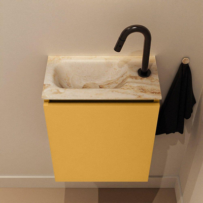 MONDIAZ TURE-DLUX Meuble toilette - 40cm - Ocher - EDEN - vasque Frappe - position gauche - 1 trou de robinet