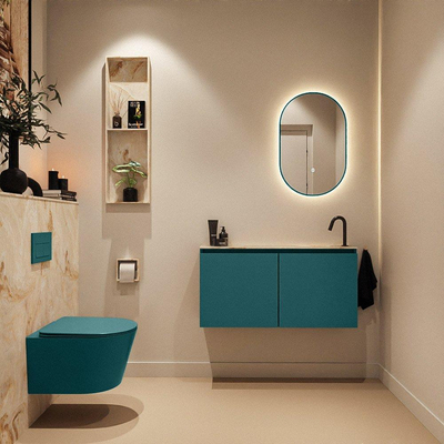 MONDIAZ TURE-DLUX Meuble toilette - 100cm - Smag - EDEN - vasque Frappe - position droite - 1 trou de robinet