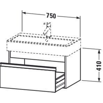 Duravit Ketho Meuble sous-lavabo avec 1 itoir 75x44x41cm pour Vero 045480 basalte