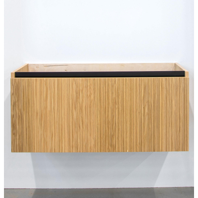Saniclass Holz Base Badkameronderkast - 100cm - 1 lade - greeploos - eiken SHOWROOMMODEL
