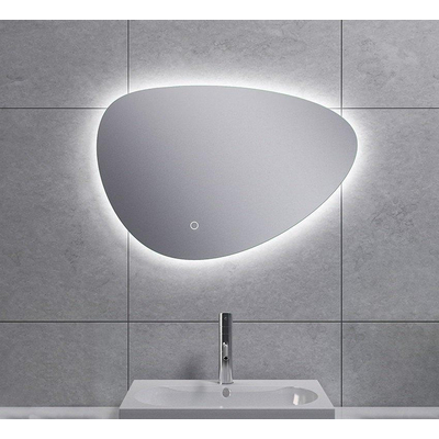 Wiesbaden Uovo Spiegel asymetrisch - 60cm - met spiegelverwarming - met LED verlichting rondom dimbaar