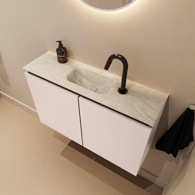 MONDIAZ TURE-DLUX 80cm toiletmeubel Rosee. EDEN wastafel Ostra positie midden. Met 1 kraangat.
