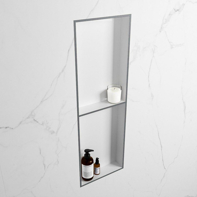 MONDIAZ EASY Nis - 149.5x29.5cm - geschikt voor in- of opbouw - 2 vakken - kleur Plata | Talc