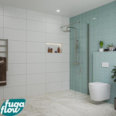 FugaFlow Eccelente Vetro inloopdouche badkamer - 50x200cm - helder glas - wandarm - gunmetal