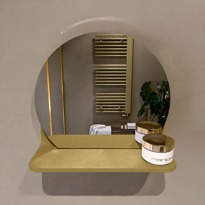 Mondiaz SPOT spiegel – Ø30 cm – met planchet – Oro (zand)
