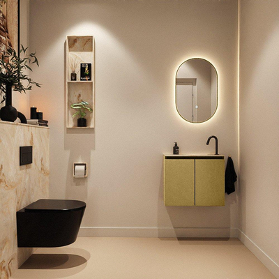 MONDIAZ TURE-DLUX Meuble toilette - 60cm - Oro - EDEN - vasque Frappe - position droite - 1 trou de robinet