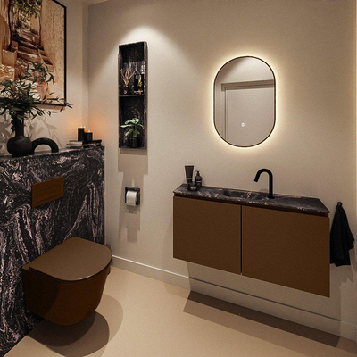 MONDIAZ TURE-DLUX Meuble toilette - 100cm - Rust - EDEN - vasque Lava - position centrale - 1 trou de robinet