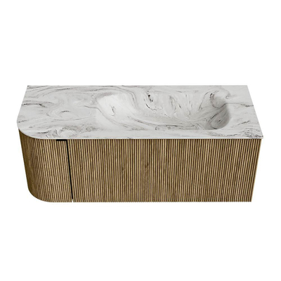 Mondiaz KURVE-DLUX Ensemble de meubles de salle de bains - 115x46x40cm - 1 tiroir - 1 porte - vasque solid surface - droite - 1 trou de robinet - Dusk