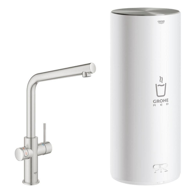 Grohe Red Keukenkraan - hoog - 3 in 1 - l uitloop - l size boiler - Brushed Supersteel (RVS)