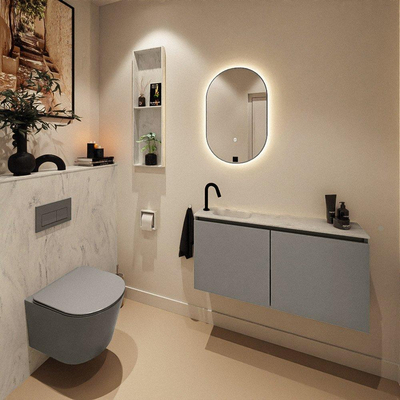 MONDIAZ TURE-DLUX Toiletmeubel - 100cm - Smoke - EDEN - wastafel Opalo - positie links - 1 kraangat