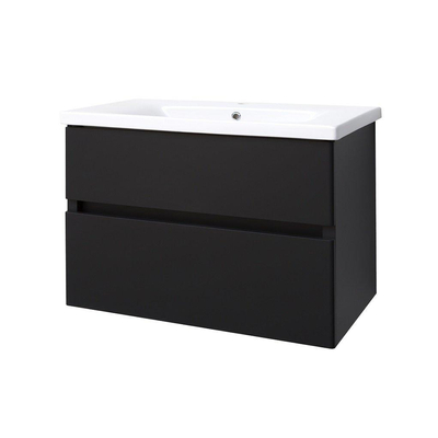 Best Design Quick Black Greeploos meubel onderkast en wastafel 80 cm mat zwart