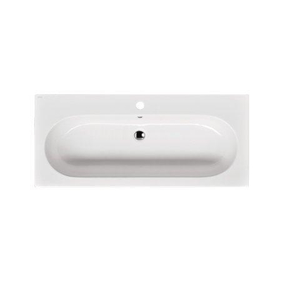 Saniclass Palermo Meubelwastafel - 100x47x3.5cm - overloop - 1 wasbak midden - 1 kraangat - keramiek - wit - beschadigd - OUTLET UDEN