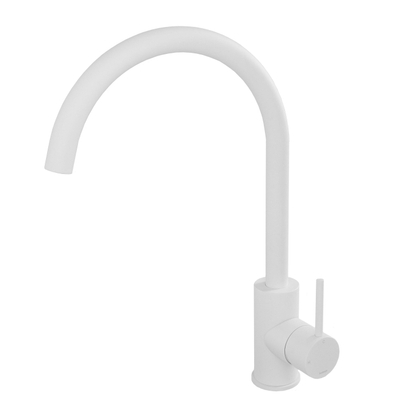 Hotbath Cobber Mitigeur d''évier sur plage avec bec en U orientable blanc mat