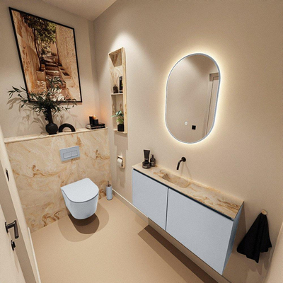 MONDIAZ TURE-DLUX 100cm toiletmeubel Clay. EDEN wastafel Frappe positie midden. Zonder kraangat.