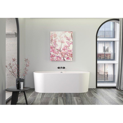 PliegerKansasbad back to wall acryl met waterinlaat180x80x60cminclusief af-en overloopgarnituur chroom en potenmat wit