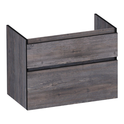 BRAUER Delight Edge wastafelonderkast 80 2 softclose lades - greeploos - 1 sifon uitsparing - Driftwood
