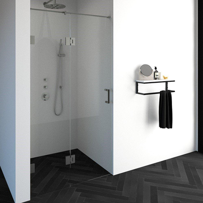 BRAUER Void porte de niche 2 parties verre transparent 110x200 réversible avec porte pivotante 60 sur verre incl. traitement du verre PVD couleur inox