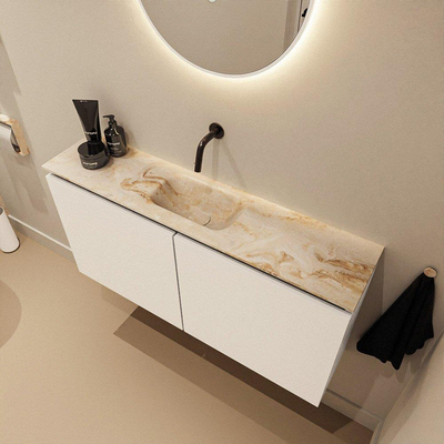 MONDIAZ TURE-DLUX 100cm toiletmeubel Talc. EDEN wastafel Frappe positie midden. Zonder kraangat.
