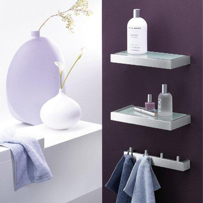 Zack LINEA tablette - 27x13x3cm - verre mat - inox brossé mat