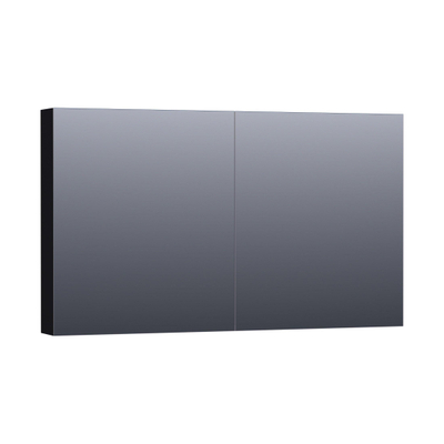 BRAUER Impress Deluxe spiegelkast - 120x70x15cm - interne en externe verlichting - 2 dubbelzijdige spiegeldeuren - mat zwart SHOWROOMMODEL